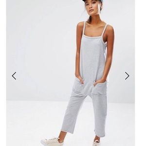 ASOS Daisy Street Jersey Jumpsuit With Raw Hem And Pockets